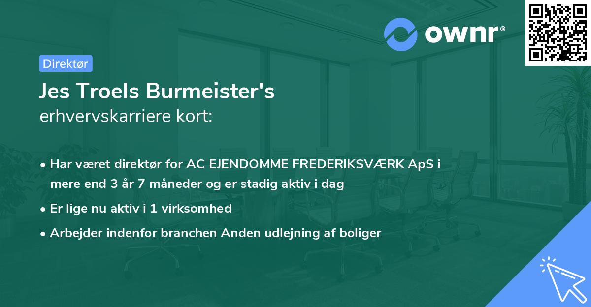 Jes Troels Burmeister's erhvervskarriere kort