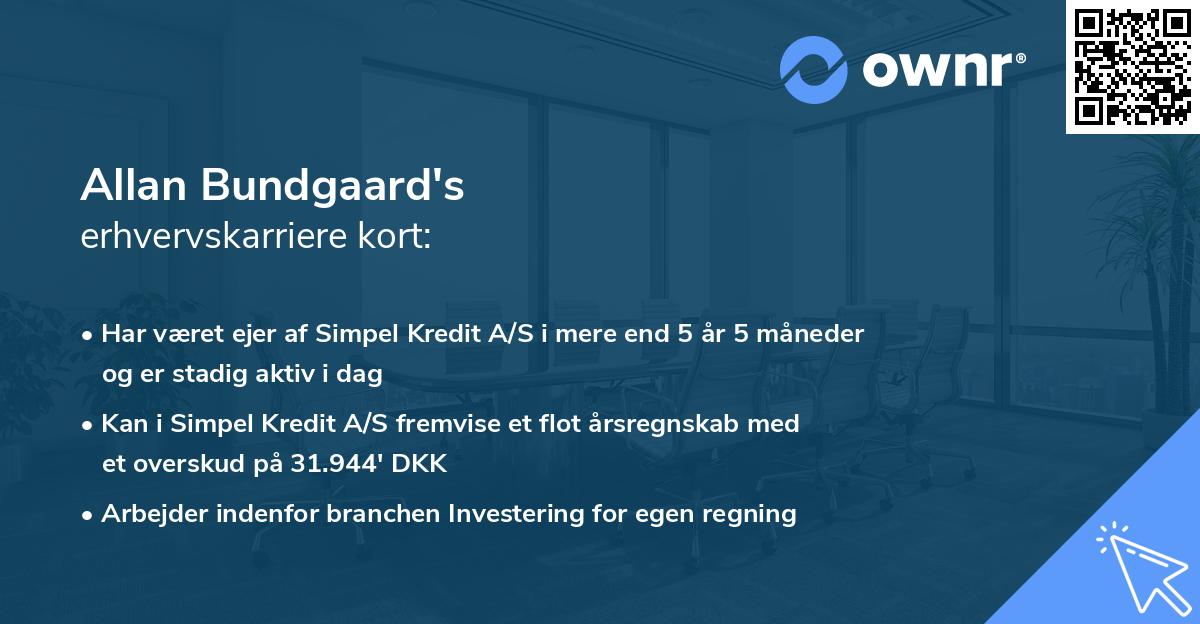 Allan Bundgaard's erhvervskarriere kort