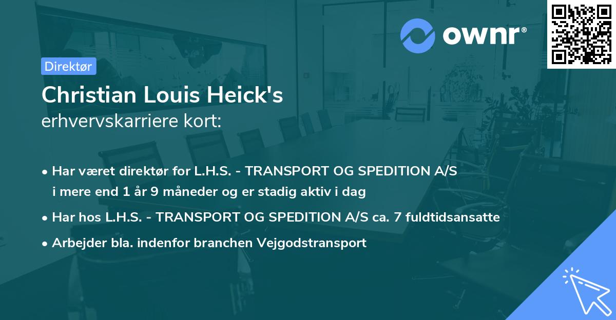 Christian Louis Heick's erhvervskarriere kort