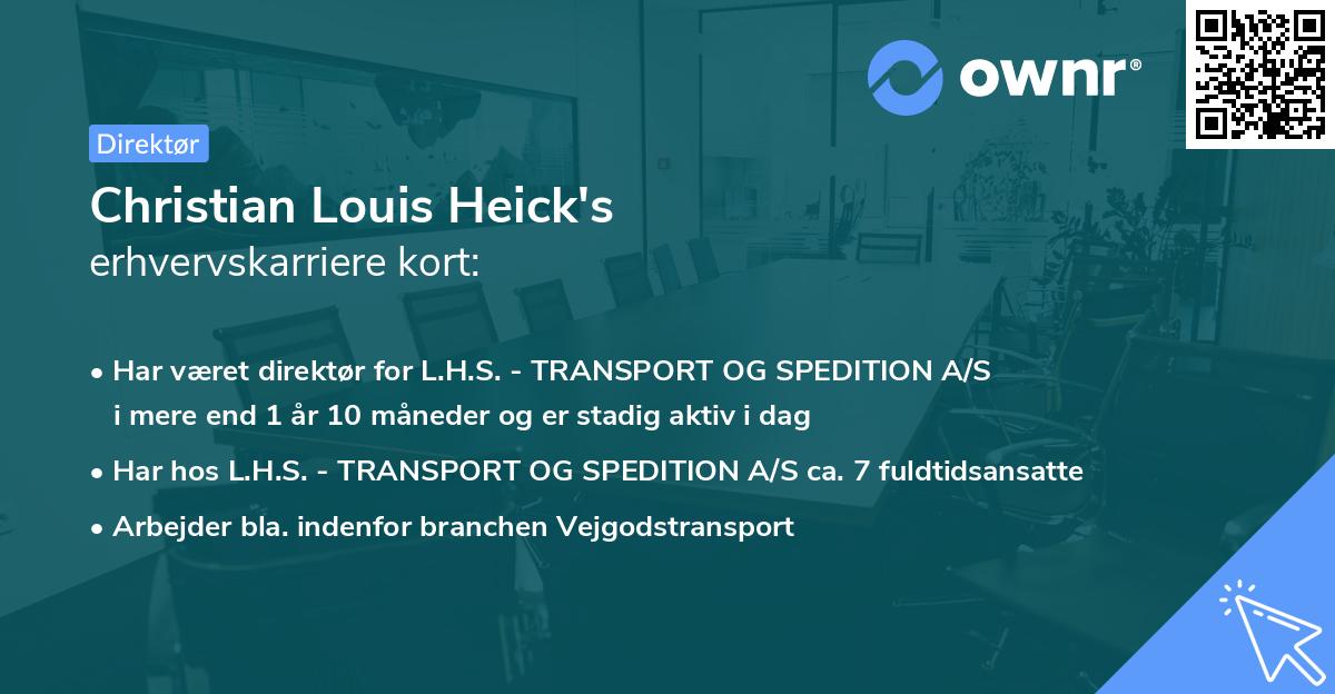 Christian Louis Heick's erhvervskarriere kort