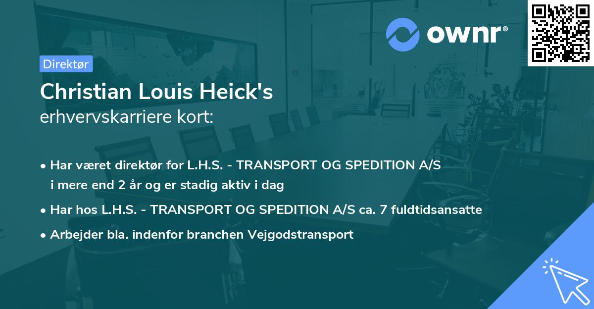 Christian Louis Heick's erhvervskarriere kort