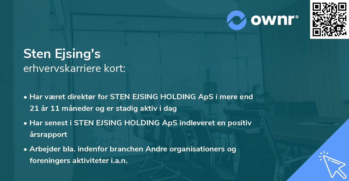 Sten Ejsing's erhvervskarriere kort