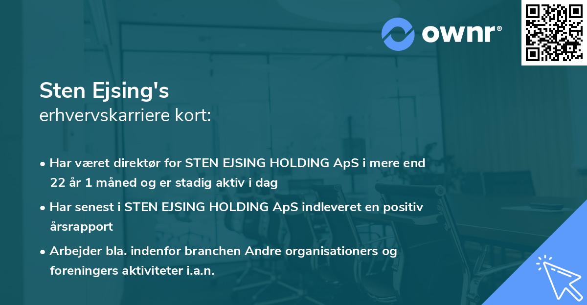 Sten Ejsing's erhvervskarriere kort
