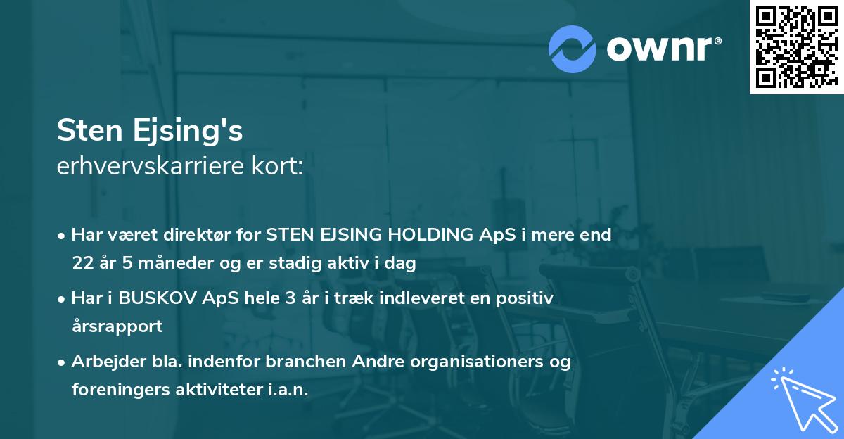 Sten Ejsing's erhvervskarriere kort