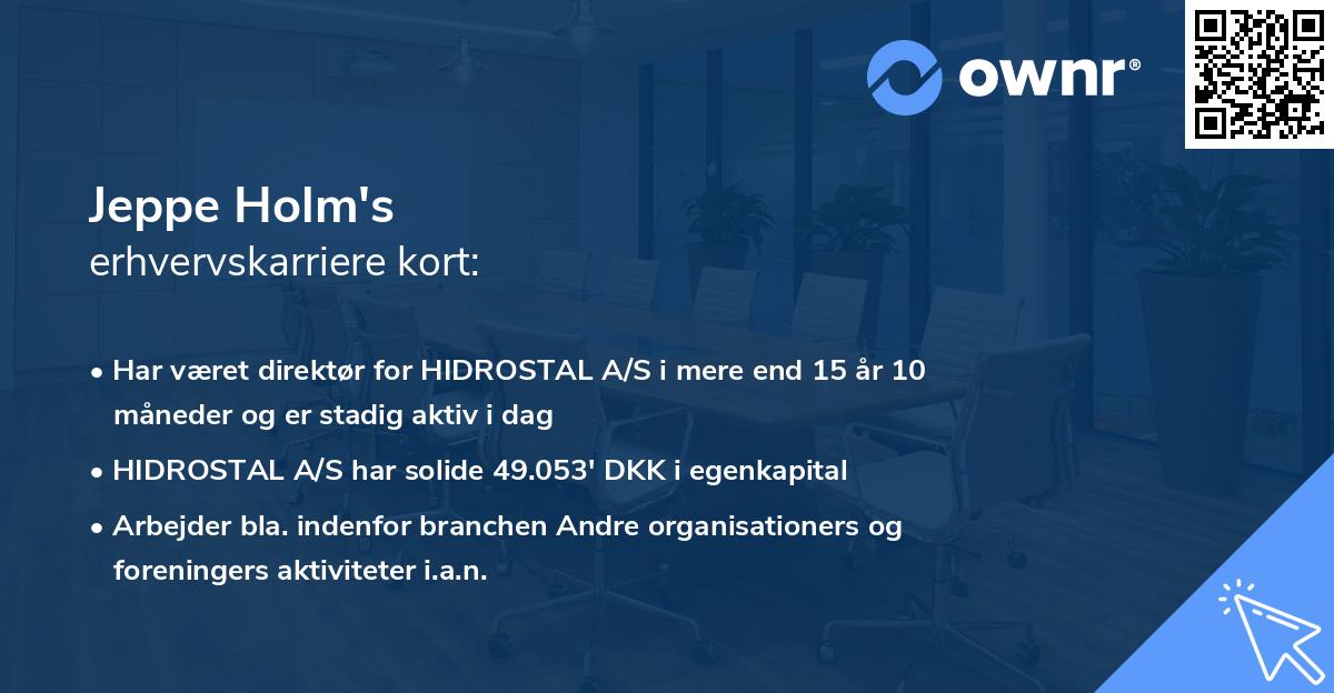 Jeppe Holm's erhvervskarriere kort