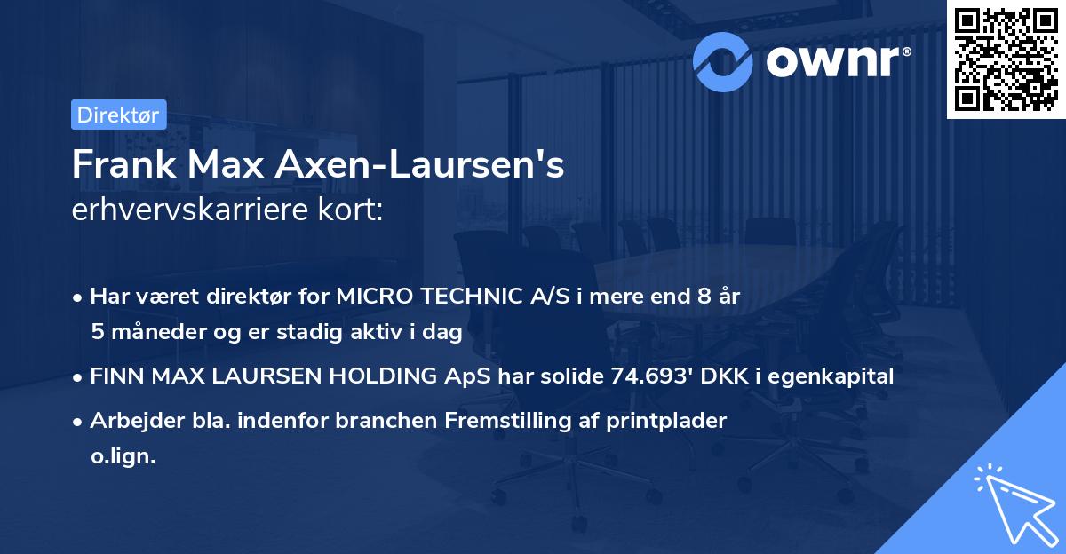 Frank Max Axen-Laursen's erhvervskarriere kort