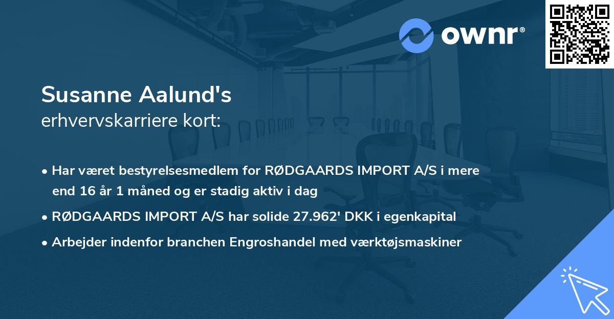 Susanne Aalund's erhvervskarriere kort