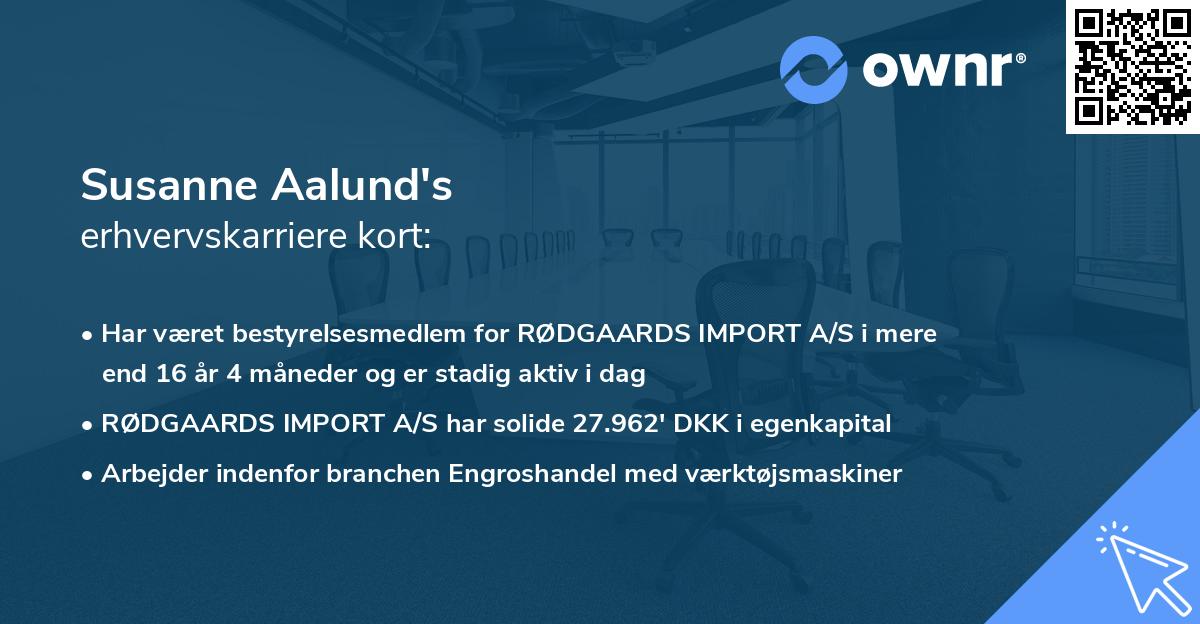 Susanne Aalund's erhvervskarriere kort