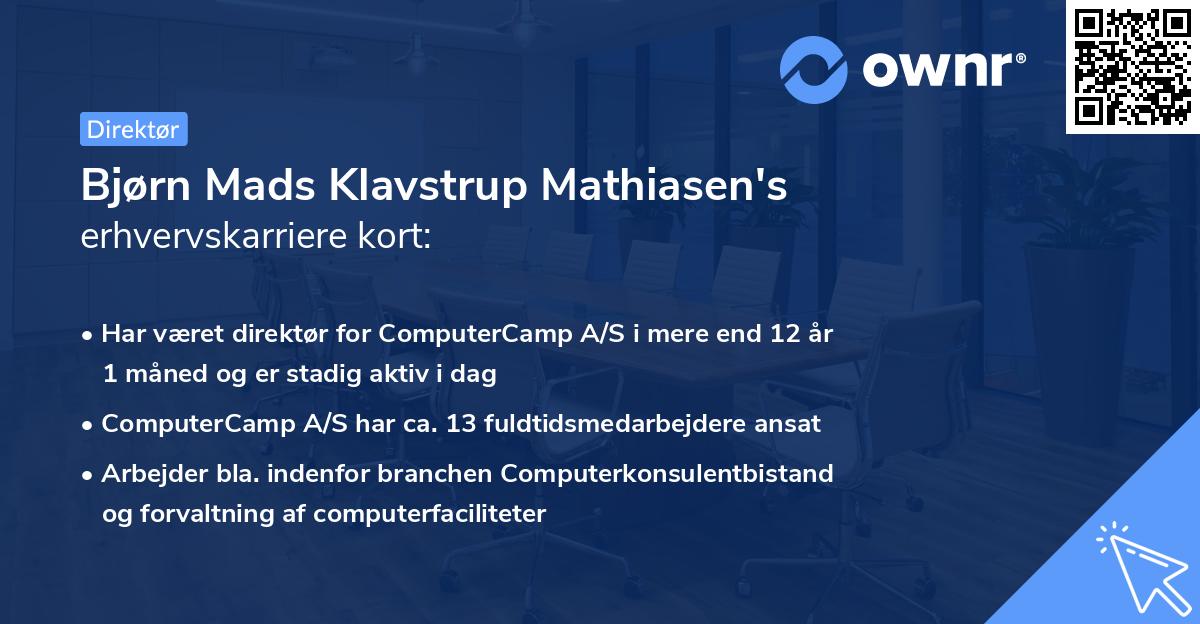 Bjørn Mads Klavstrup Mathiasen's erhvervskarriere kort