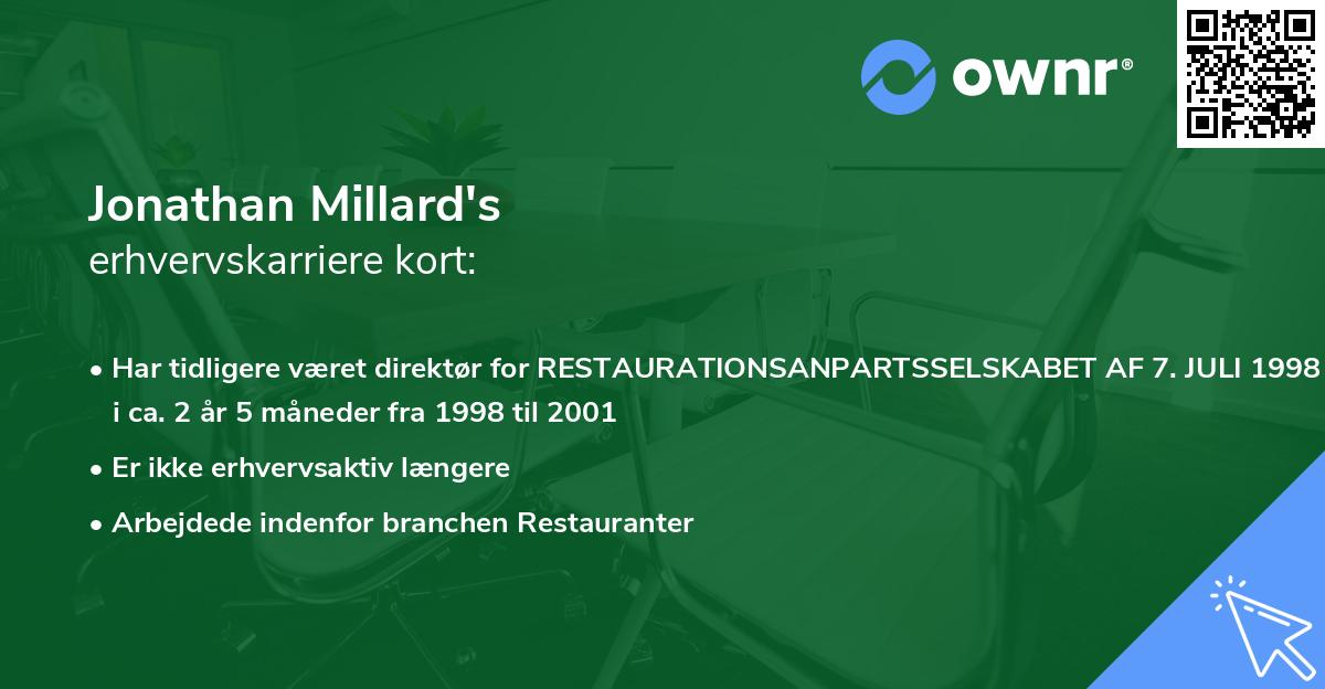 Jonathan Millard's erhvervskarriere kort