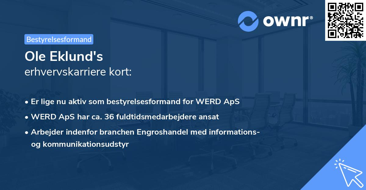 Ole Eklund's erhvervskarriere kort