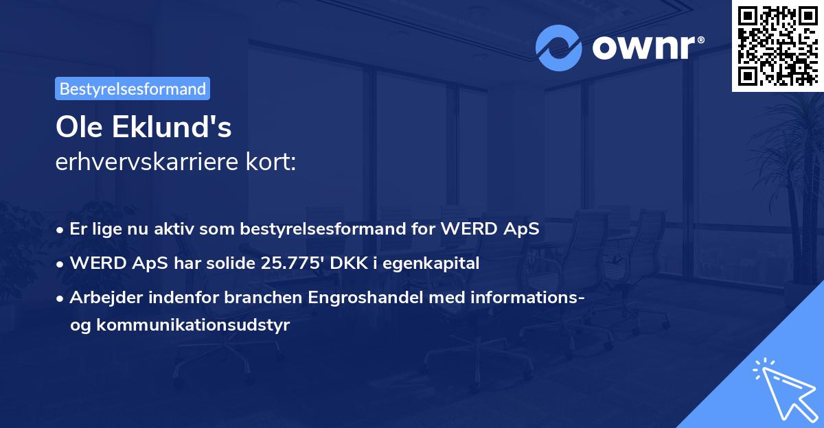 Ole Eklund's erhvervskarriere kort