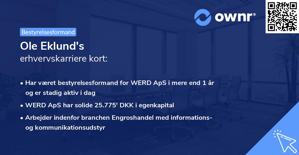 Ole Eklund's erhvervskarriere kort