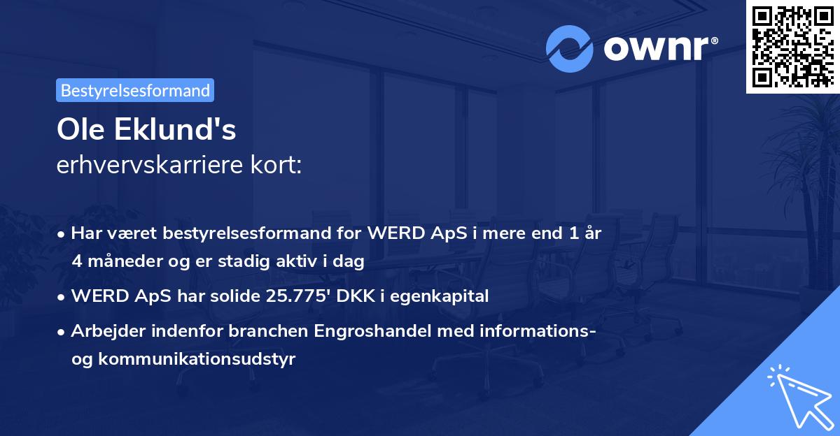 Ole Eklund's erhvervskarriere kort