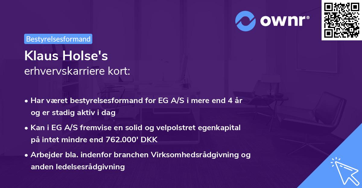 Klaus Holse's erhvervskarriere kort