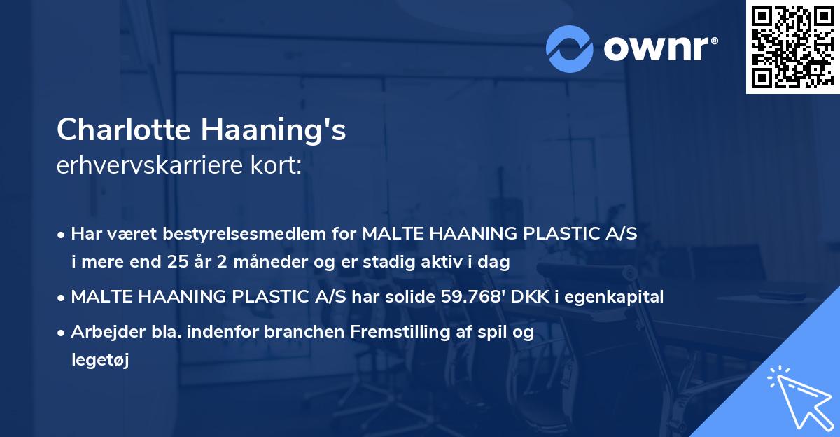 Charlotte Haaning's erhvervskarriere kort