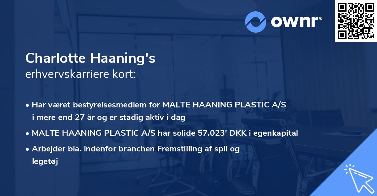 Charlotte Haaning's erhvervskarriere kort