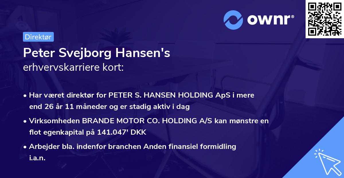 Peter Svejborg Hansen's erhvervskarriere kort
