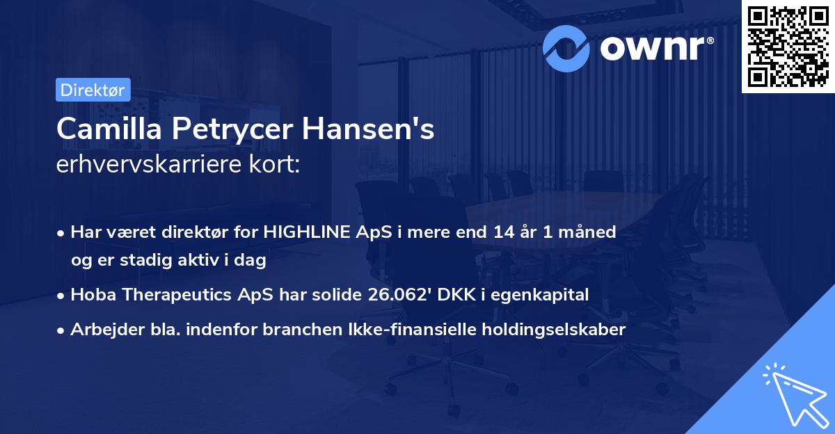 Camilla Petrycer Hansen's erhvervskarriere kort