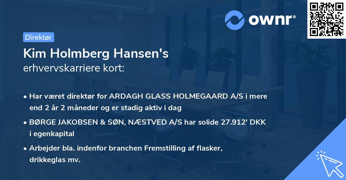 Kim Holmberg Hansen's erhvervskarriere kort