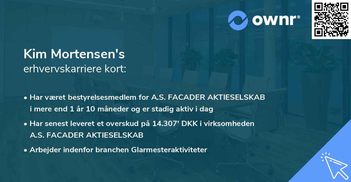 Kim Mortensen's erhvervskarriere kort