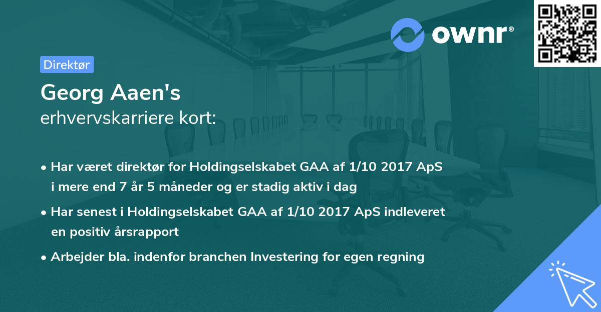 Georg Aaen's erhvervskarriere kort