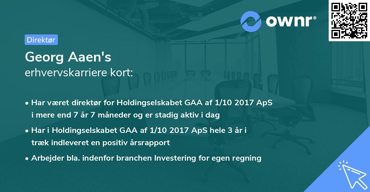 Georg Aaen's erhvervskarriere kort