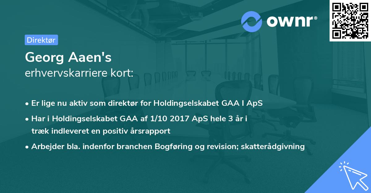 Georg Aaen's erhvervskarriere kort