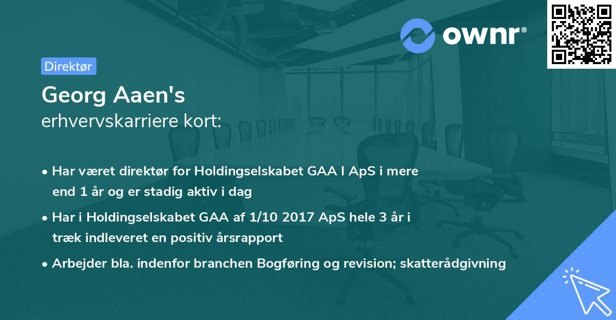 Georg Aaen's erhvervskarriere kort