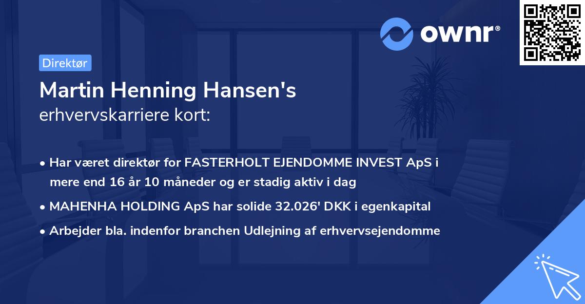 Martin Henning Hansen's erhvervskarriere kort