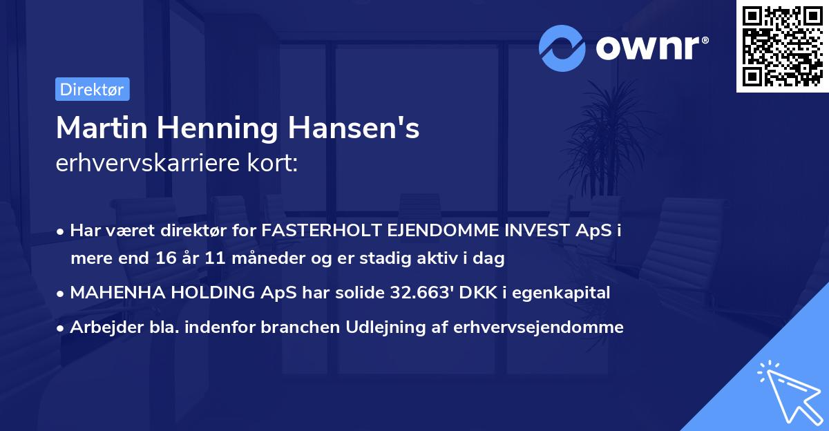 Martin Henning Hansen's erhvervskarriere kort