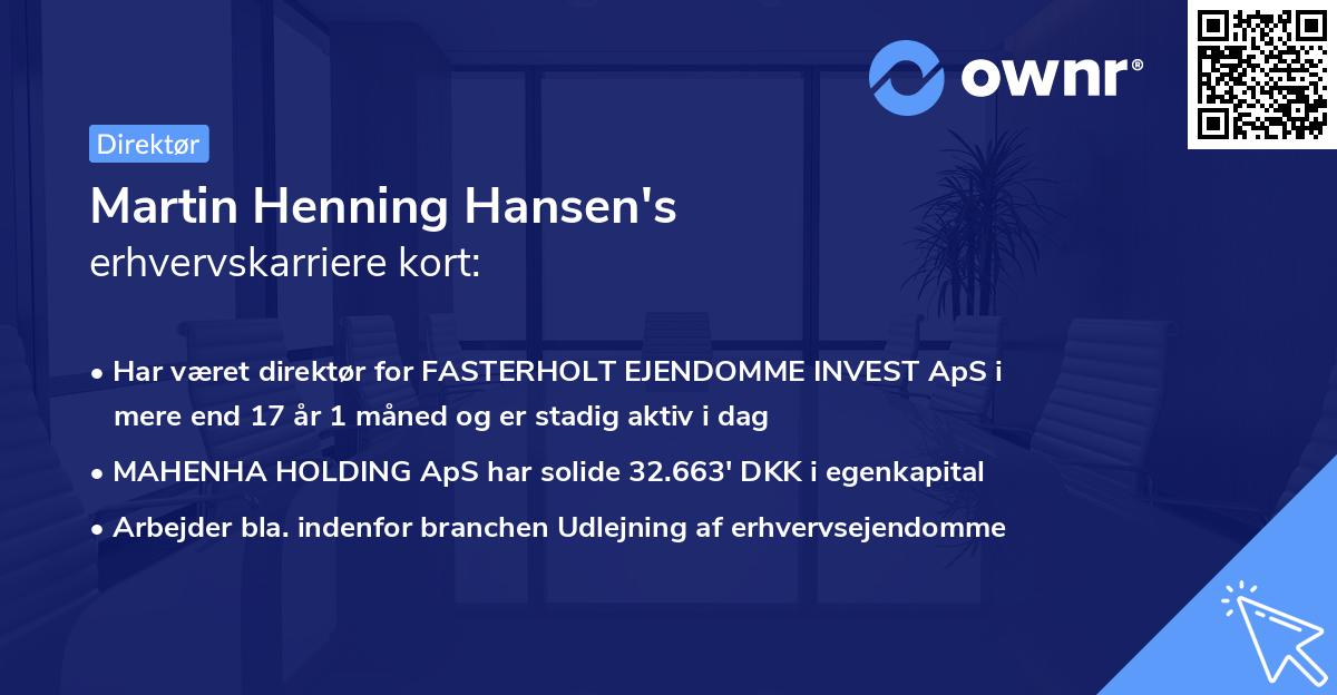 Martin Henning Hansen's erhvervskarriere kort