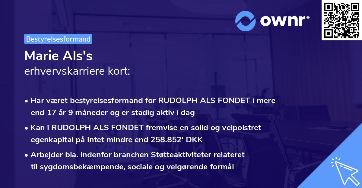 Marie Als's erhvervskarriere kort