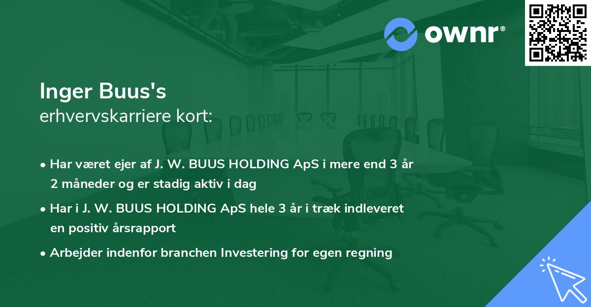Inger Buus's erhvervskarriere kort
