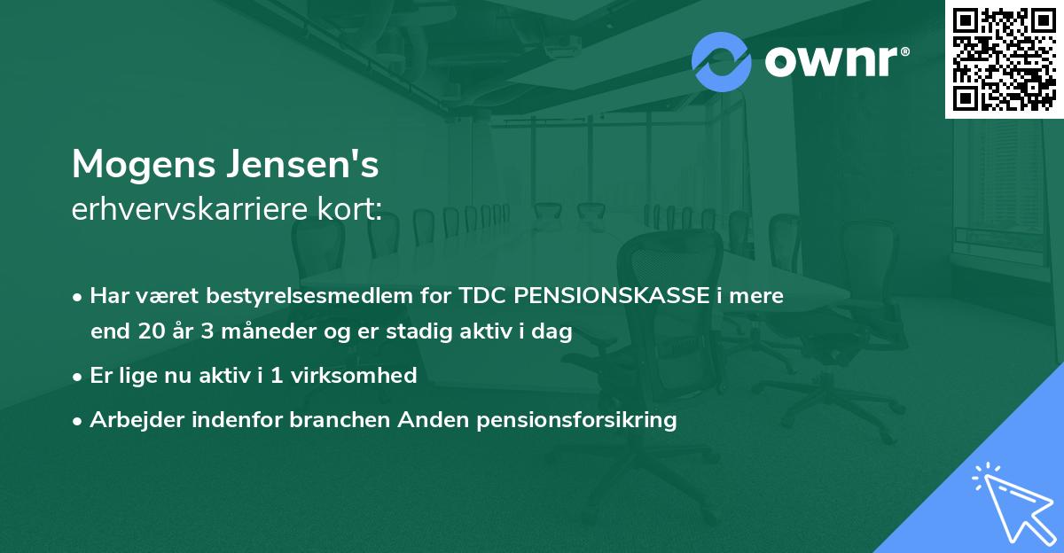 Mogens Jensen's erhvervskarriere kort