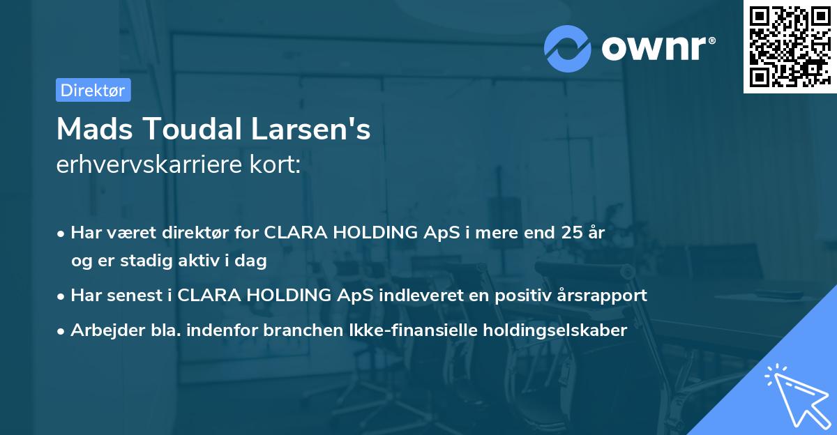 Mads Toudal Larsen's erhvervskarriere kort