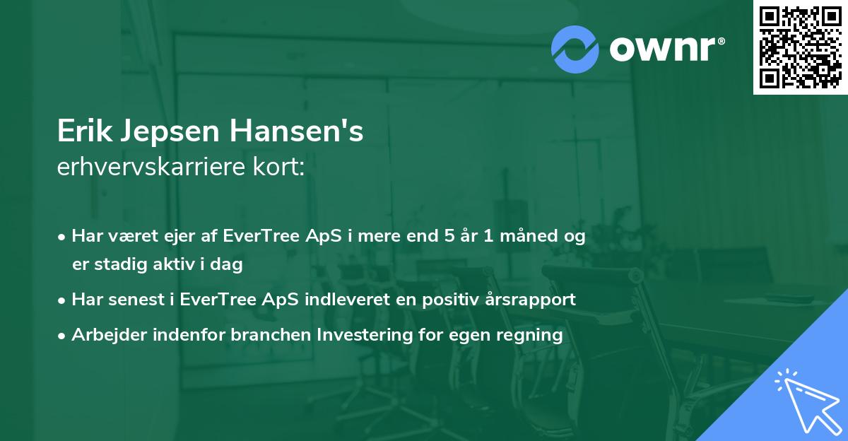 Erik Jepsen Hansen's erhvervskarriere kort