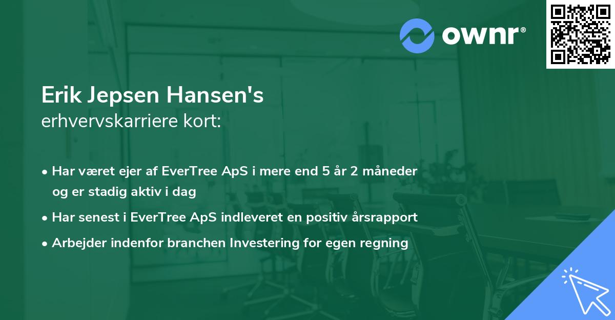 Erik Jepsen Hansen's erhvervskarriere kort