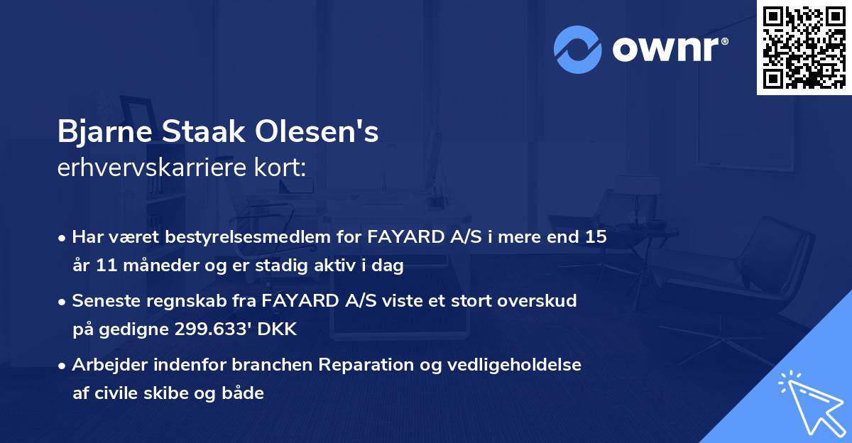 Bjarne Staak Olesen's erhvervskarriere kort