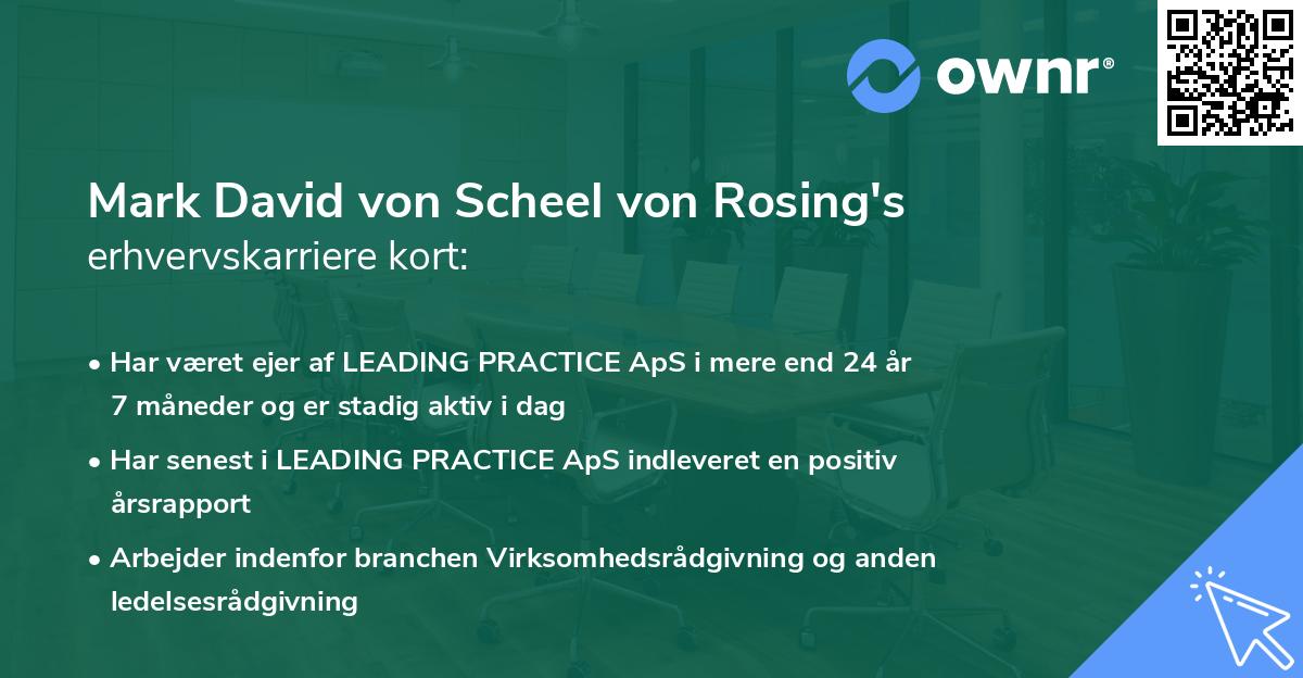 Mark David von Scheel von Rosing's erhvervskarriere kort