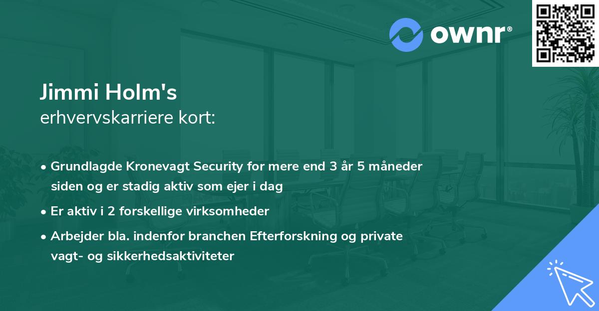 Jimmi Holm's erhvervskarriere kort