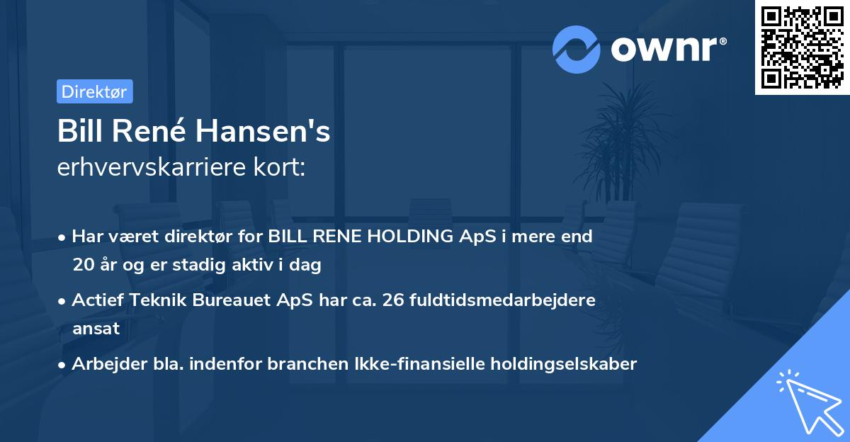 Bill René Hansen's erhvervskarriere kort