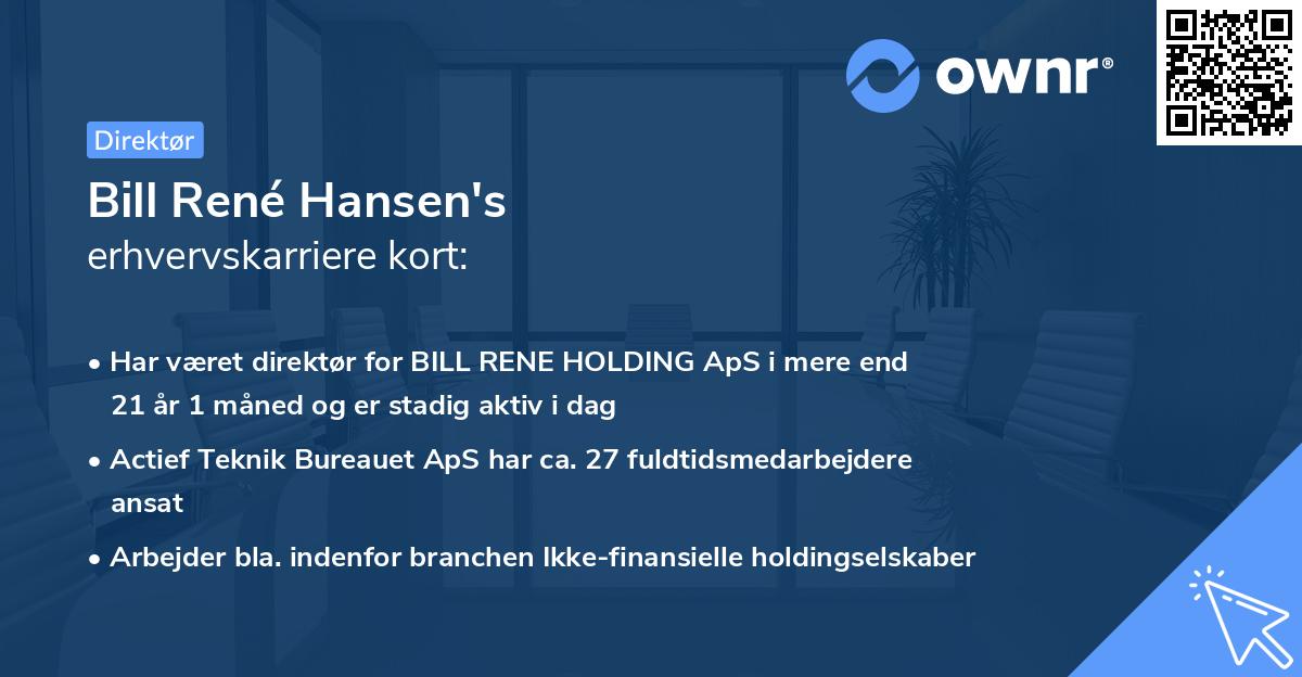 Bill René Hansen's erhvervskarriere kort