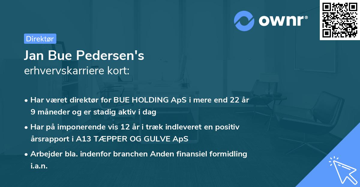 Jan Bue Pedersen's erhvervskarriere kort