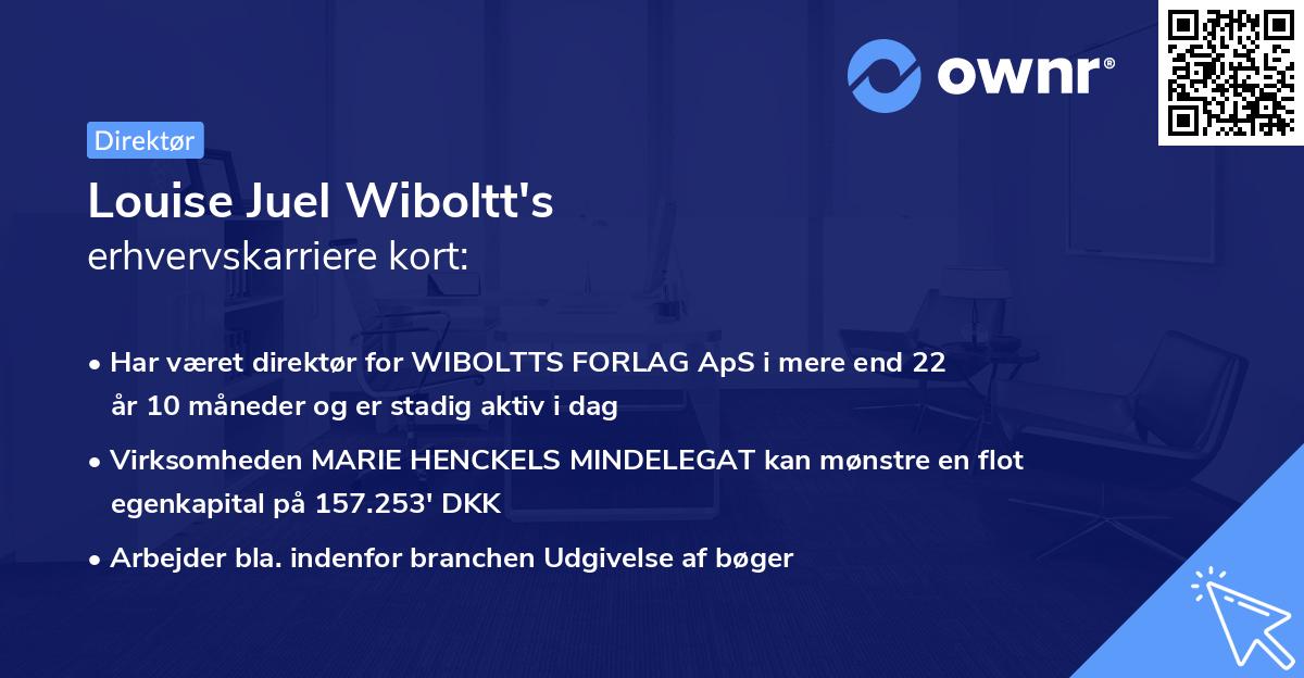 Louise Juel Wiboltt's erhvervskarriere kort