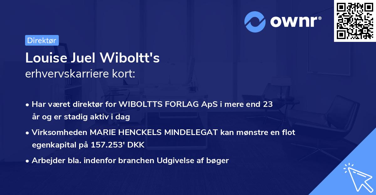 Louise Juel Wiboltt's erhvervskarriere kort