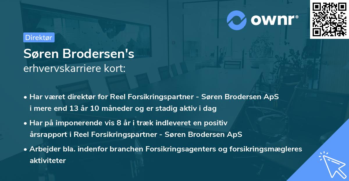 Søren Brodersen's erhvervskarriere kort