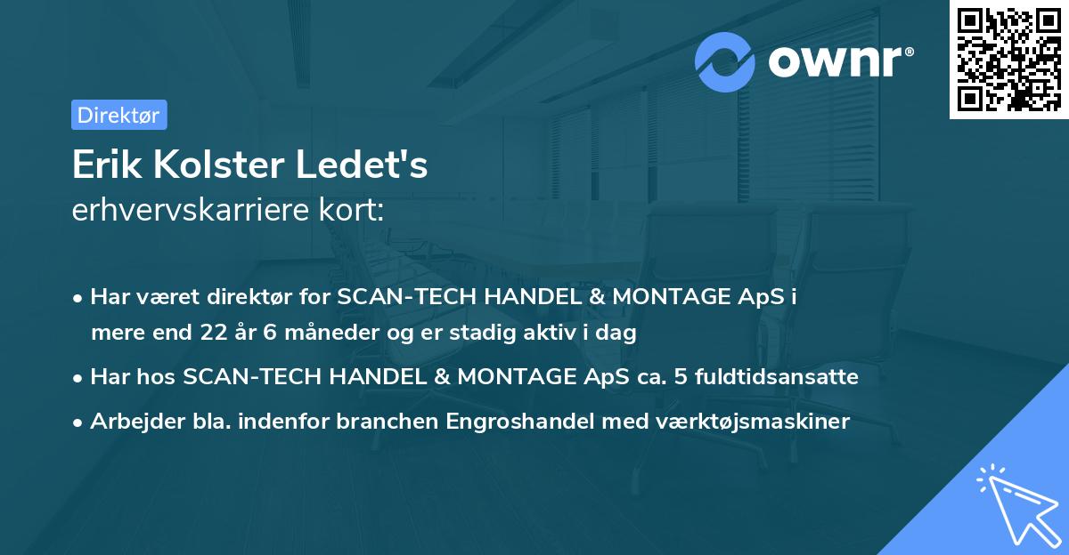 Erik Kolster Ledet's erhvervskarriere kort