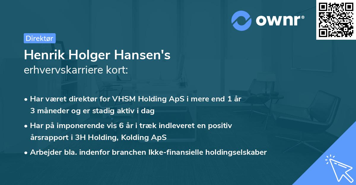 Henrik Holger Hansen's erhvervskarriere kort