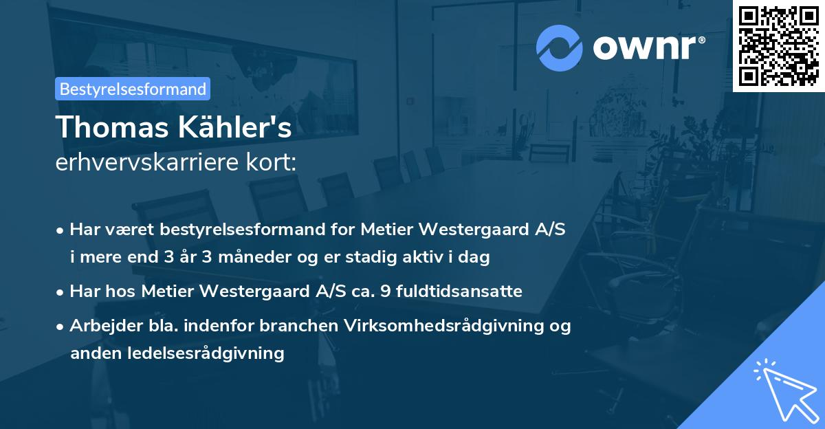 Thomas Kähler's erhvervskarriere kort